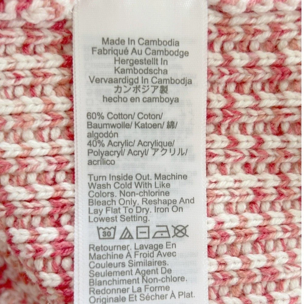 J.Crew Lady Cardigan Sweater‎ Womens Size L Pink White Tweed Knit Gold Buttons
